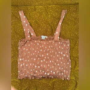 AMERICAN EAGLE SMOCKED FLORAL CROPPED TANK TOP